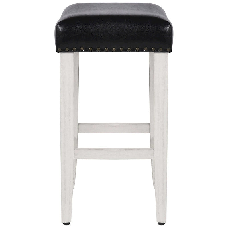 Tabouret de comptoir de 24 pouces en polyester rembourré blanc antique