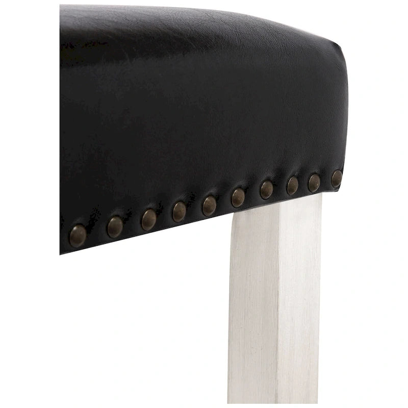 Tabouret de comptoir de 24 pouces en polyester rembourré blanc antique