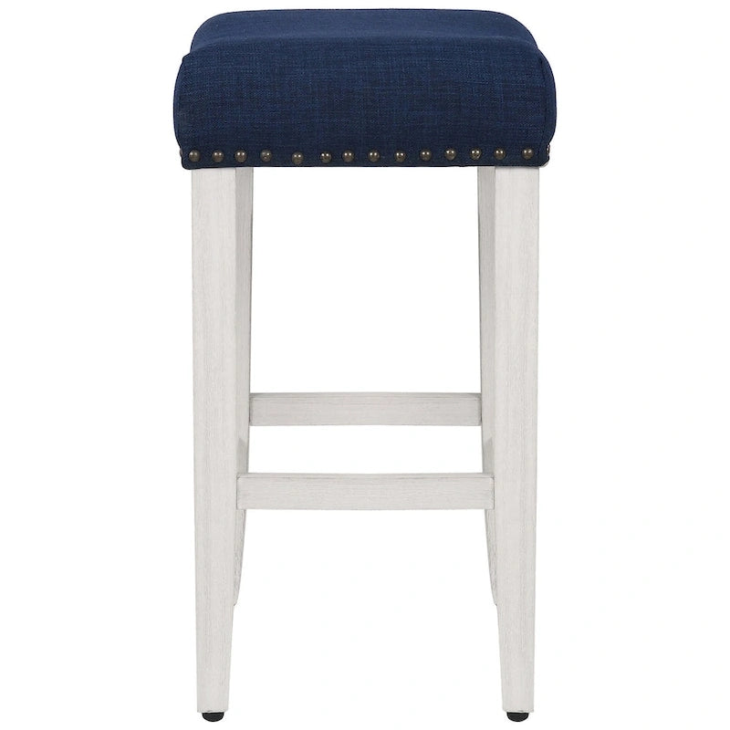 Tabouret de comptoir de 24 pouces en polyester rembourré blanc antique
