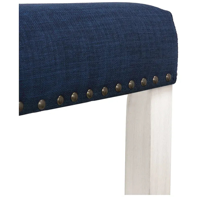 Tabouret de comptoir de 24 pouces en polyester rembourré blanc antique