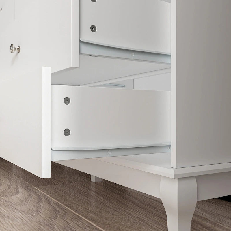 Commode de chambre à 10 tiroirs double, blanche, à rangement large