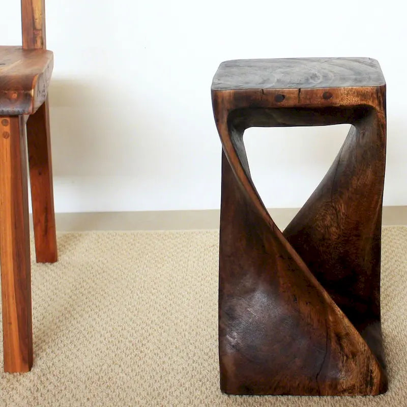 Tabouret Original Twist en Bois 10 x 10 x 18 po Huile Moka - 10 x 10 x 18