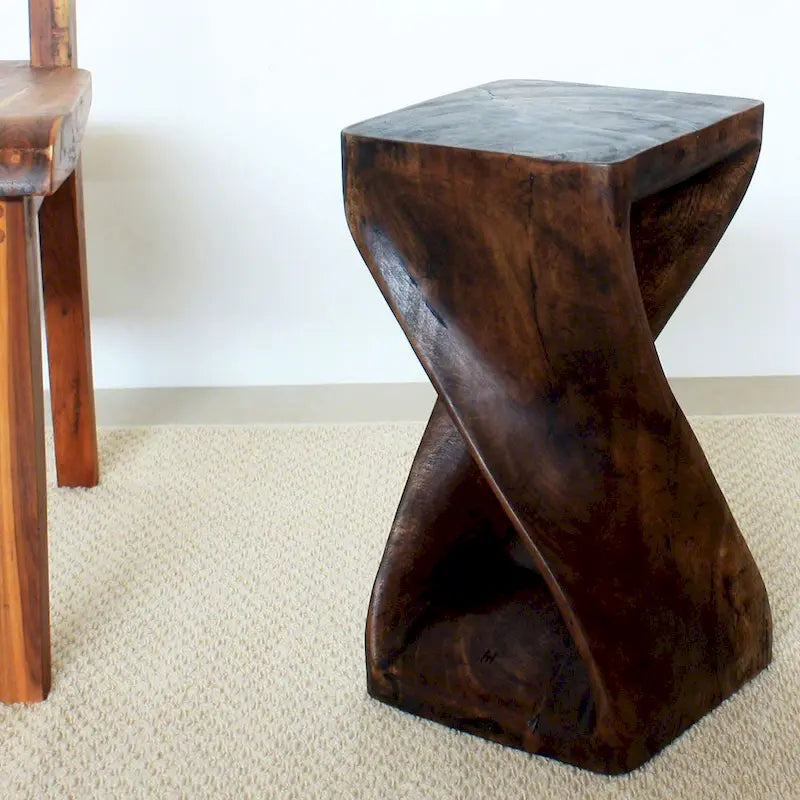 Tabouret Original Twist en Bois 10 x 10 x 18 po Huile Moka - 10 x 10 x 18