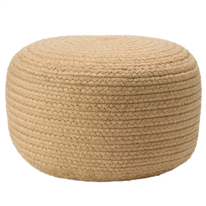 Pouf/Repose-pieds rond en polyester, intérieur/extérieur - 45 x 45 x 30 cm