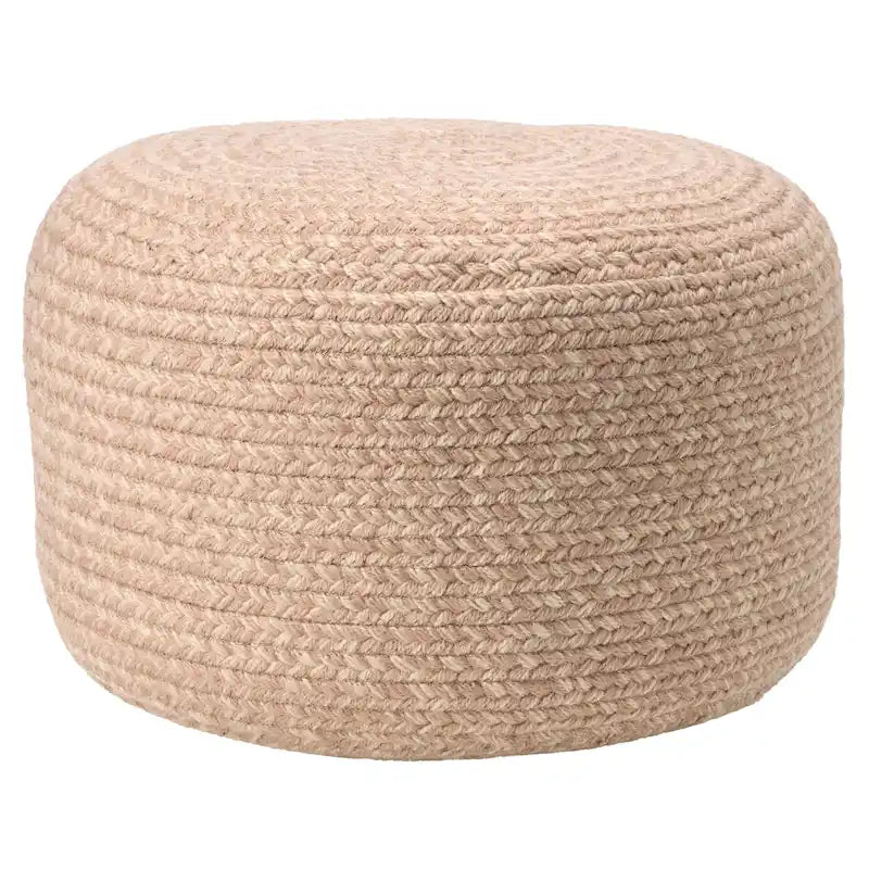 Pouf/Repose-pieds rond en polyester, intérieur/extérieur - 45 x 45 x 30 cm