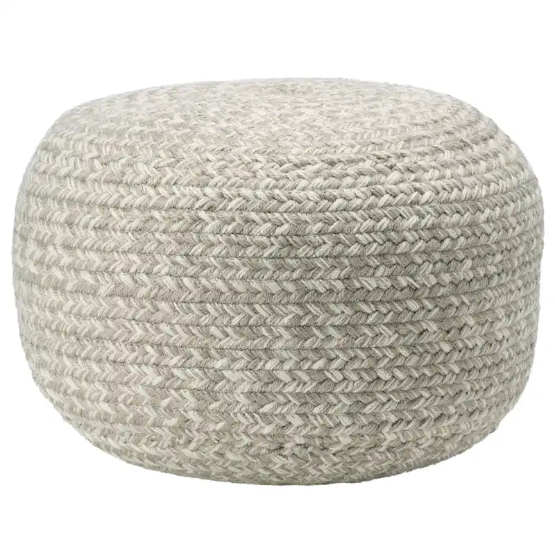 Pouf/Repose-pieds rond en polyester, intérieur/extérieur - 45 x 45 x 30 cm