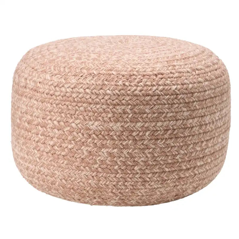Pouf/Repose-pieds rond en polyester, intérieur/extérieur - 45 x 45 x 30 cm