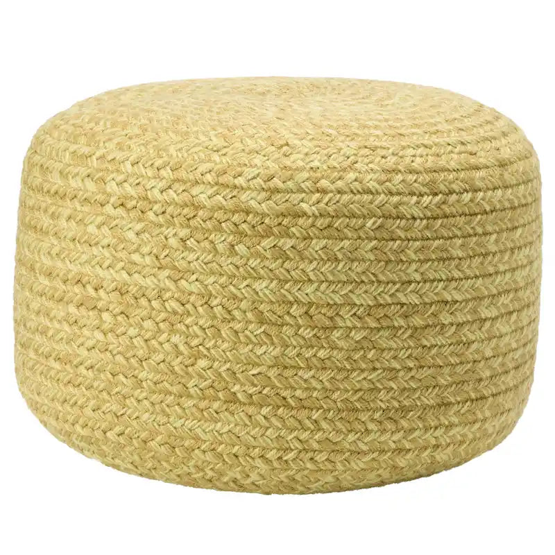 Pouf/Repose-pieds rond en polyester, intérieur/extérieur - 45 x 45 x 30 cm