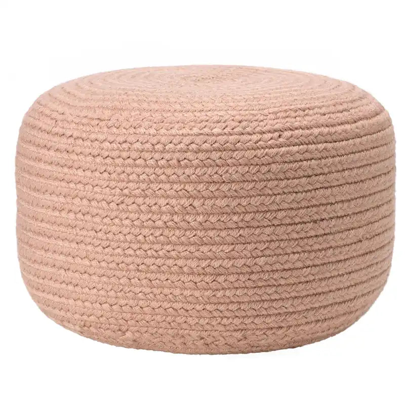 Pouf/Repose-pieds rond en polyester, intérieur/extérieur - 45 x 45 x 30 cm