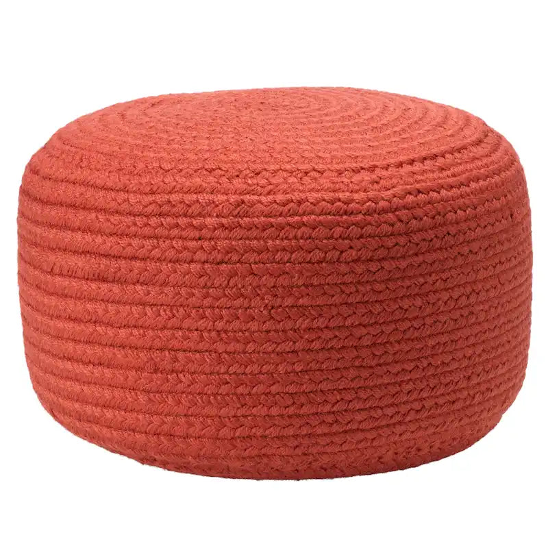 Pouf/Repose-pieds rond en polyester, intérieur/extérieur - 45 x 45 x 30 cm