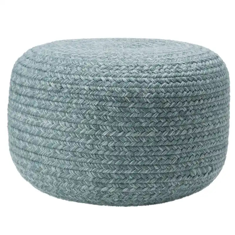 Pouf/Repose-pieds rond en polyester, intérieur/extérieur - 45 x 45 x 30 cm