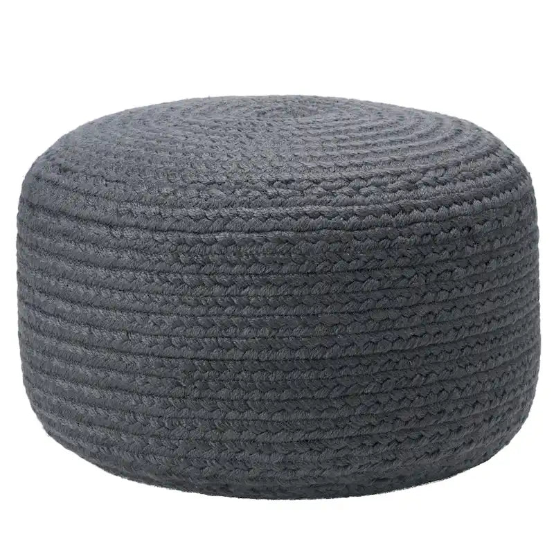 Pouf/Repose-pieds rond en polyester, intérieur/extérieur - 45 x 45 x 30 cm