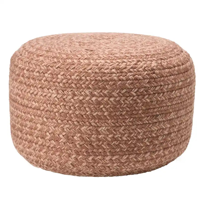 Pouf/Repose-pieds rond en polyester, intérieur/extérieur - 45 x 45 x 30 cm