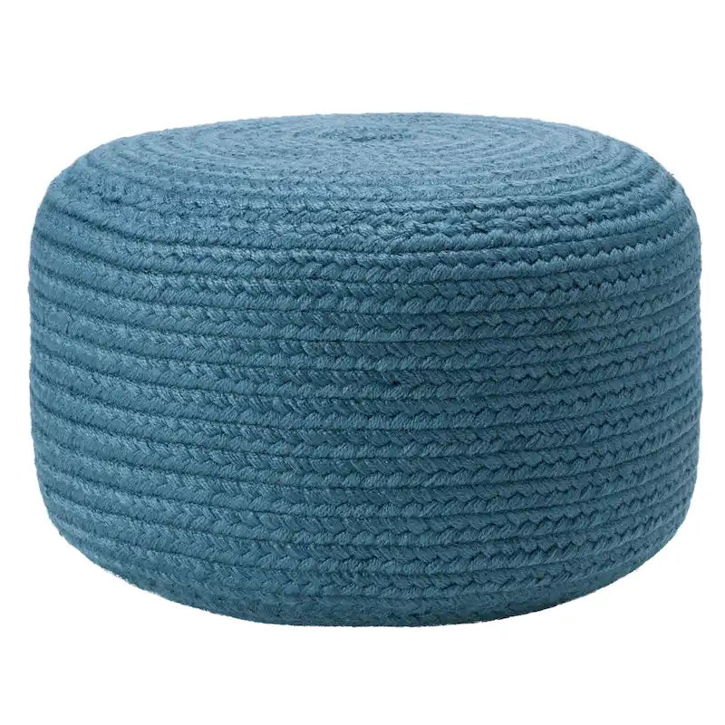 Pouf/Repose-pieds rond en polyester, intérieur/extérieur - 45 x 45 x 30 cm