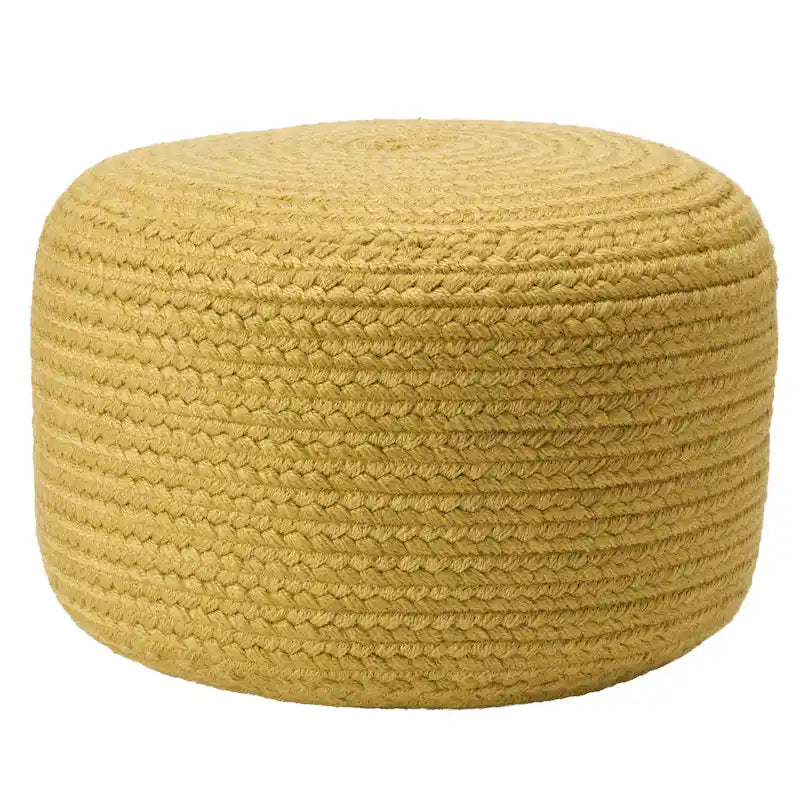 Pouf/Repose-pieds rond en polyester, intérieur/extérieur - 45 x 45 x 30 cm