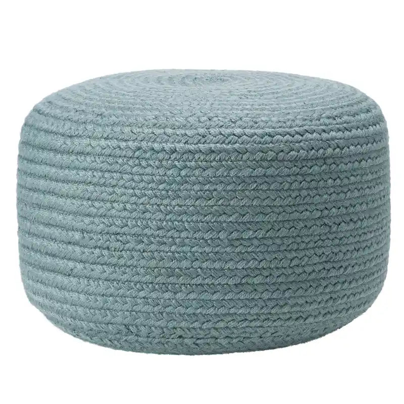 Pouf/Repose-pieds rond en polyester, intérieur/extérieur - 45 x 45 x 30 cm