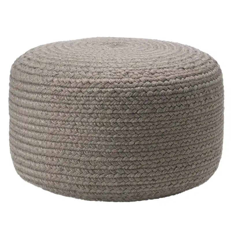 Pouf/Repose-pieds rond en polyester, intérieur/extérieur - 45 x 45 x 30 cm