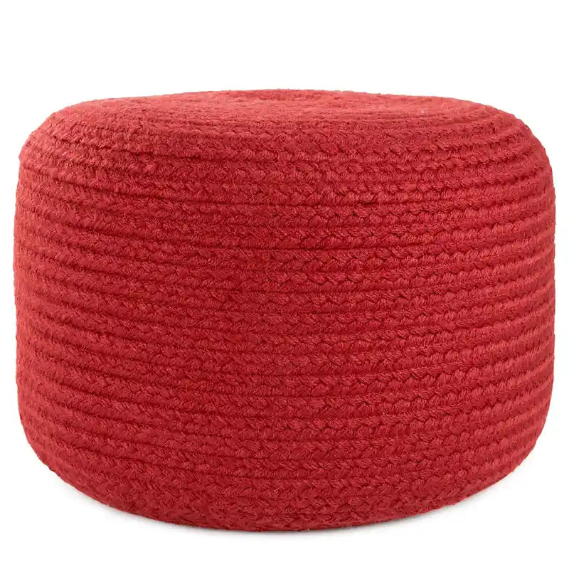 Pouf/Repose-pieds rond en polyester, intérieur/extérieur - 45 x 45 x 30 cm