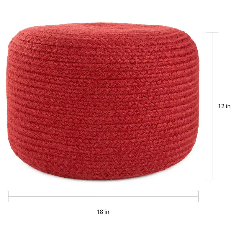 Pouf/Repose-pieds rond en polyester, intérieur/extérieur - 45 x 45 x 30 cm