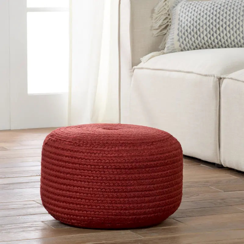Pouf/Repose-pieds rond en polyester, intérieur/extérieur - 45 x 45 x 30 cm