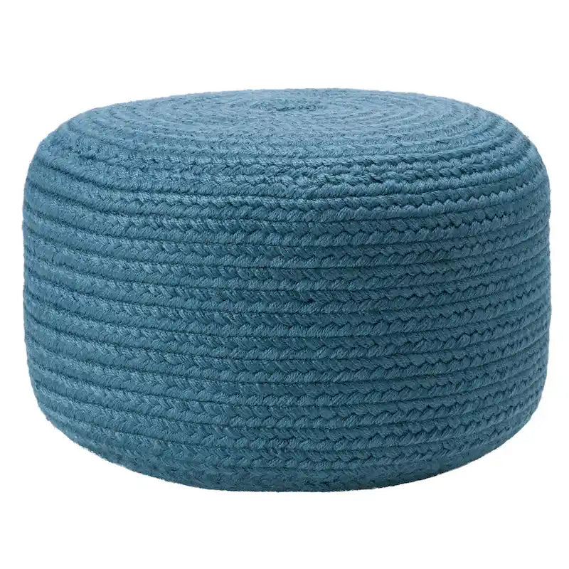 Pouf/Repose-pieds rond en polyester, intérieur/extérieur - 45 x 45 x 30 cm