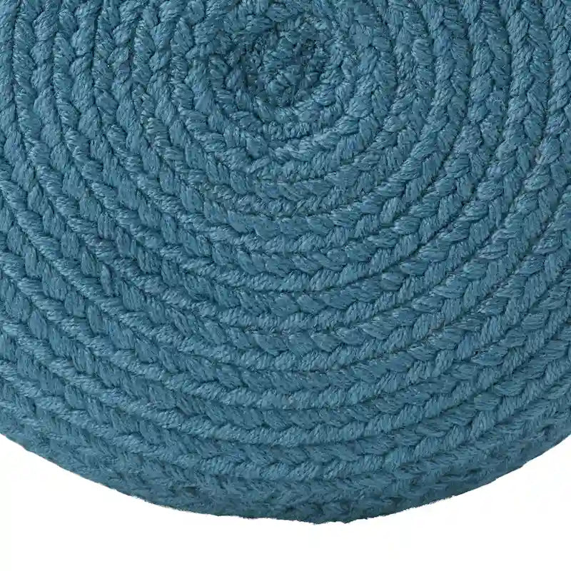 Pouf/Repose-pieds rond en polyester, intérieur/extérieur - 45 x 45 x 30 cm