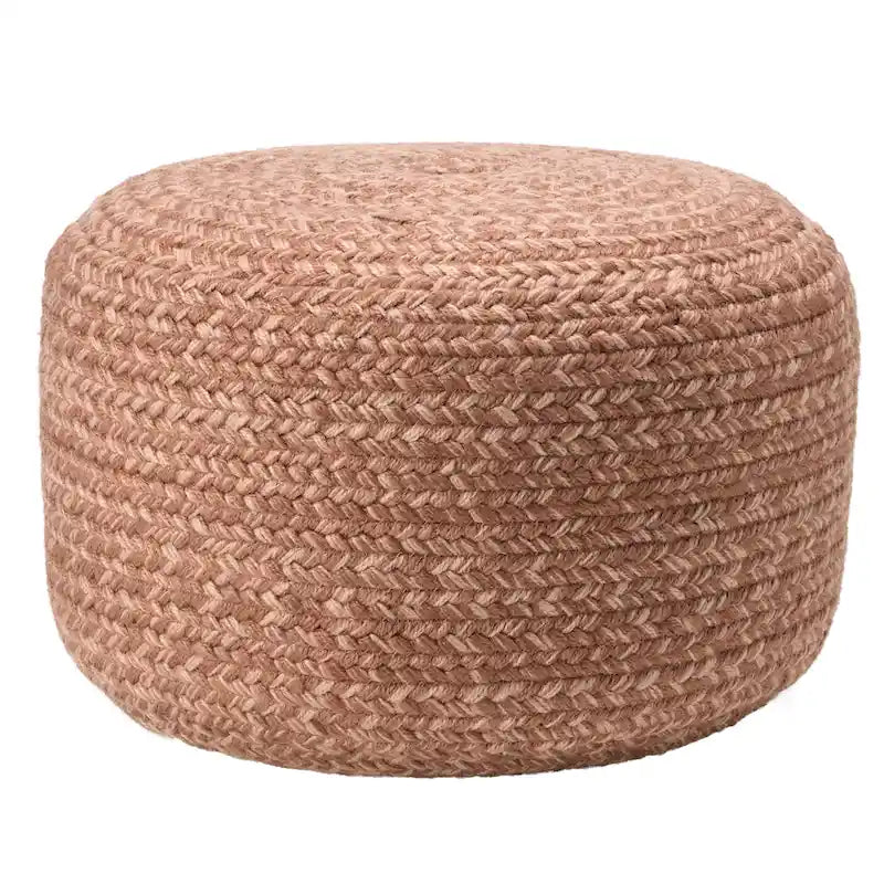 Pouf/Repose-pieds rond en polyester, intérieur/extérieur - 45 x 45 x 30 cm