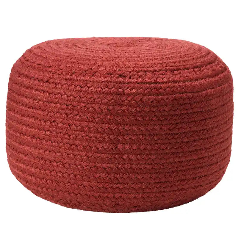 Pouf/Repose-pieds rond en polyester, intérieur/extérieur - 45 x 45 x 30 cm