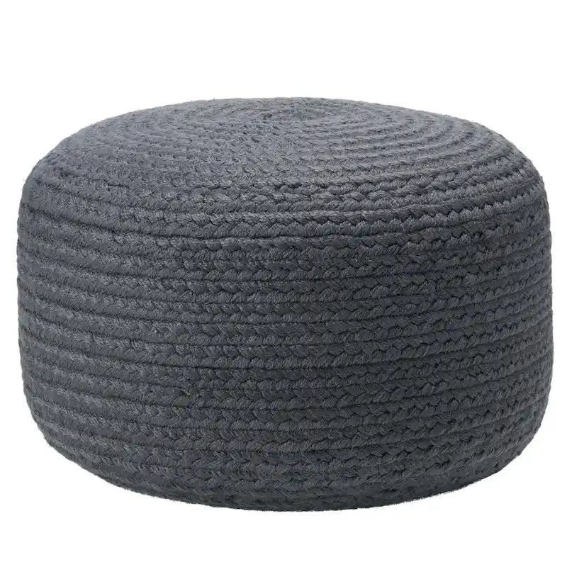 Pouf/Repose-pieds rond en polyester, intérieur/extérieur - 45 x 45 x 30 cm