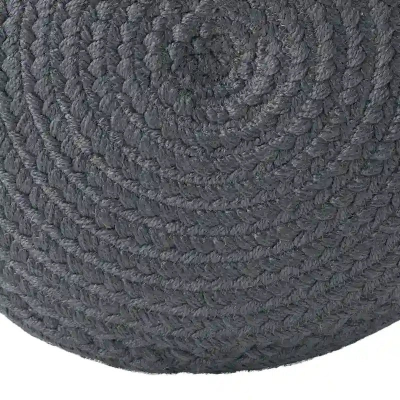 Pouf/Repose-pieds rond en polyester, intérieur/extérieur - 45 x 45 x 30 cm