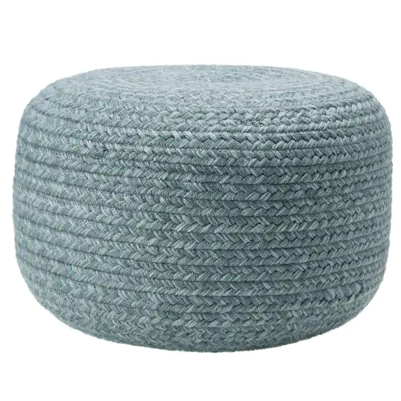 Pouf/Repose-pieds rond en polyester, intérieur/extérieur - 45 x 45 x 30 cm