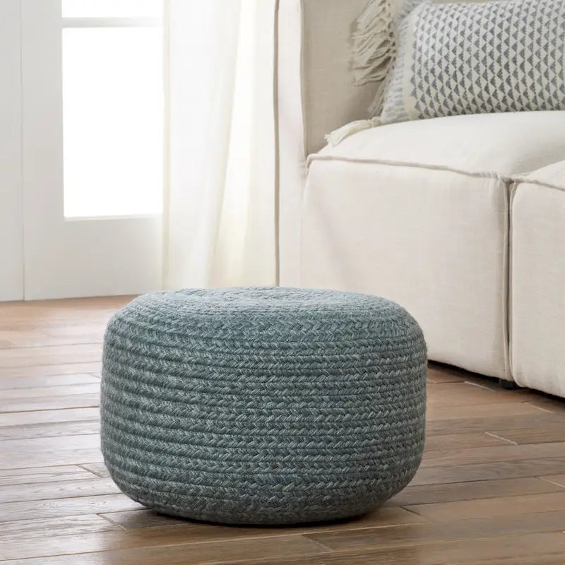 Pouf/Repose-pieds rond en polyester, intérieur/extérieur - 45 x 45 x 30 cm