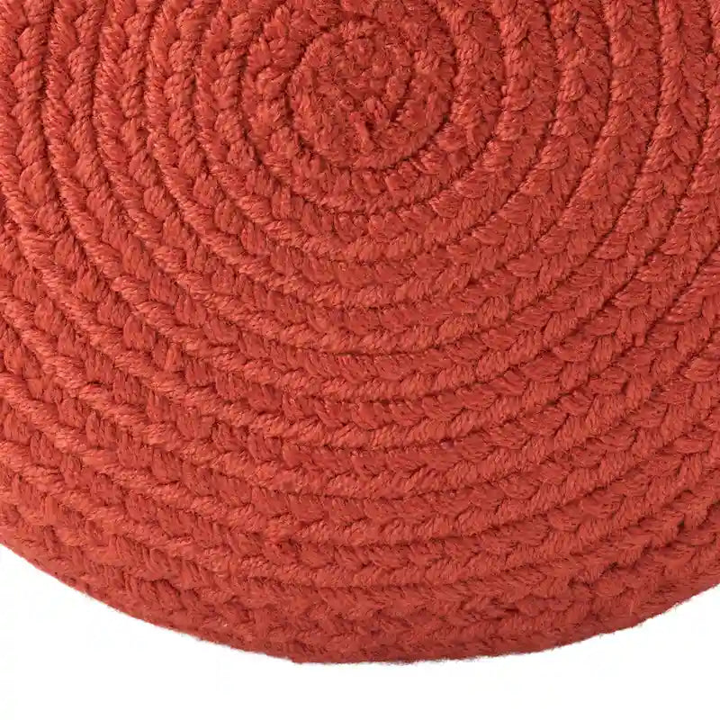 Pouf/Repose-pieds rond en polyester, intérieur/extérieur - 45 x 45 x 30 cm