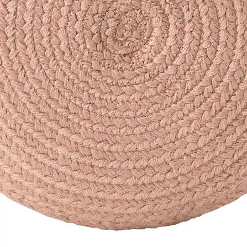 Pouf/Repose-pieds rond en polyester, intérieur/extérieur - 45 x 45 x 30 cm