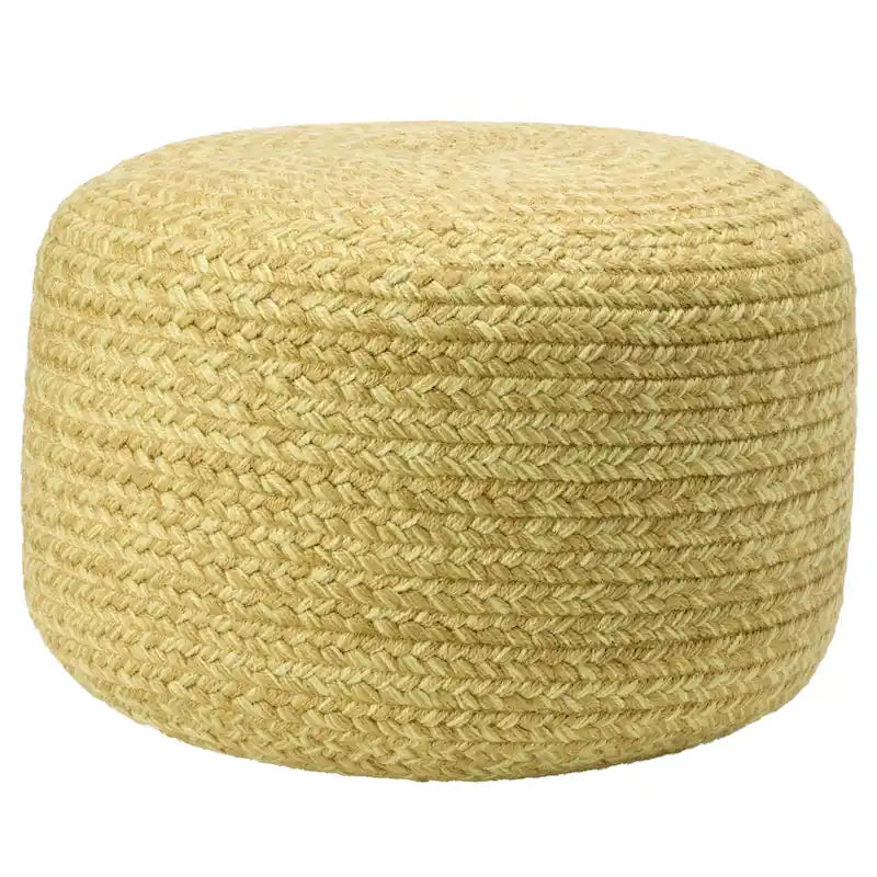Pouf/Repose-pieds rond en polyester, intérieur/extérieur - 45 x 45 x 30 cm