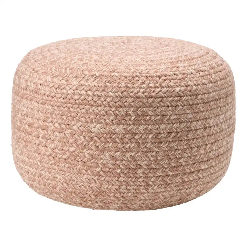 Pouf/Repose-pieds rond en polyester, intérieur/extérieur - 45 x 45 x 30 cm