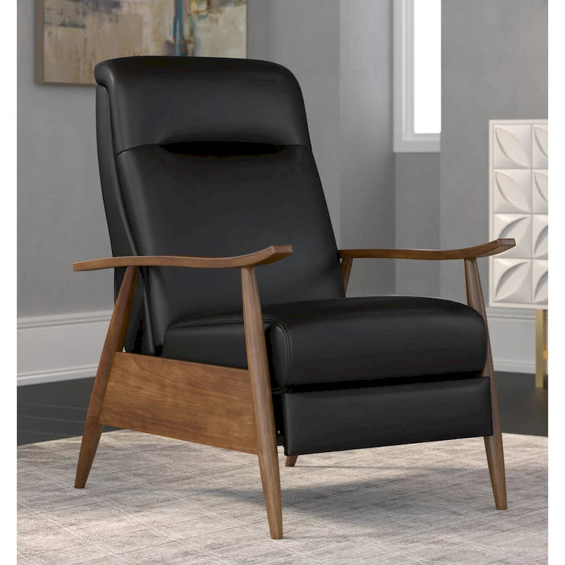 Fauteuil inclinable en bois rembourré avec dossier à pousser