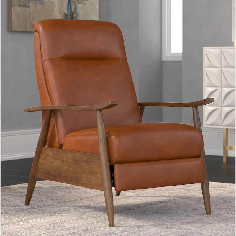 Fauteuil inclinable en bois rembourré avec dossier à pousser