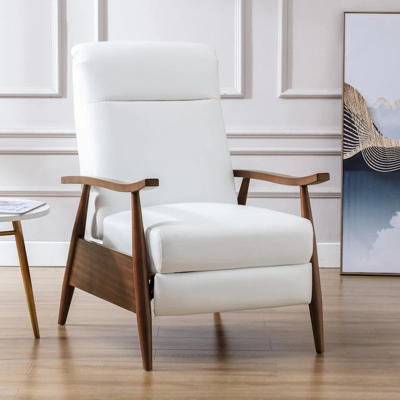 Fauteuil inclinable en bois rembourré avec dossier à pousser