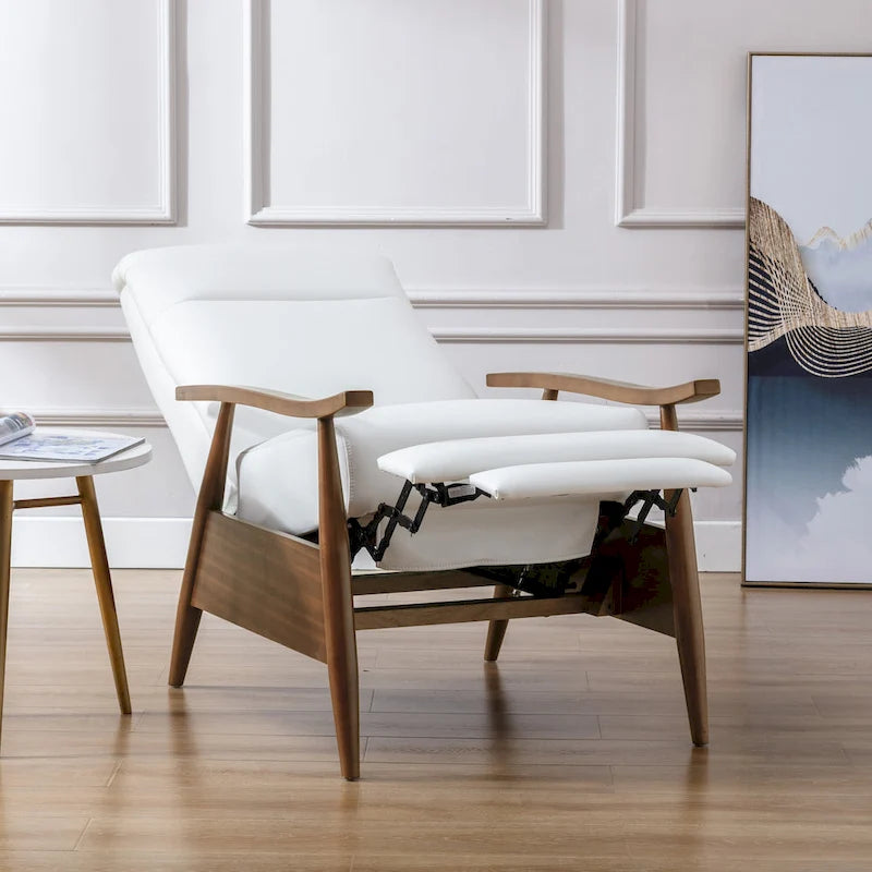 Fauteuil inclinable en bois rembourré avec dossier à pousser