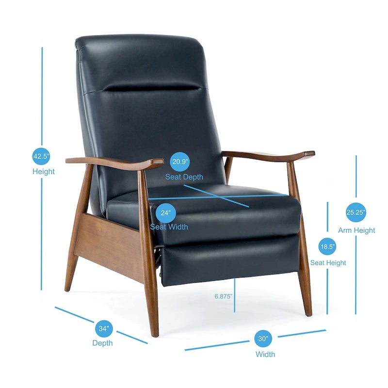 Fauteuil inclinable en bois rembourré avec dossier à pousser