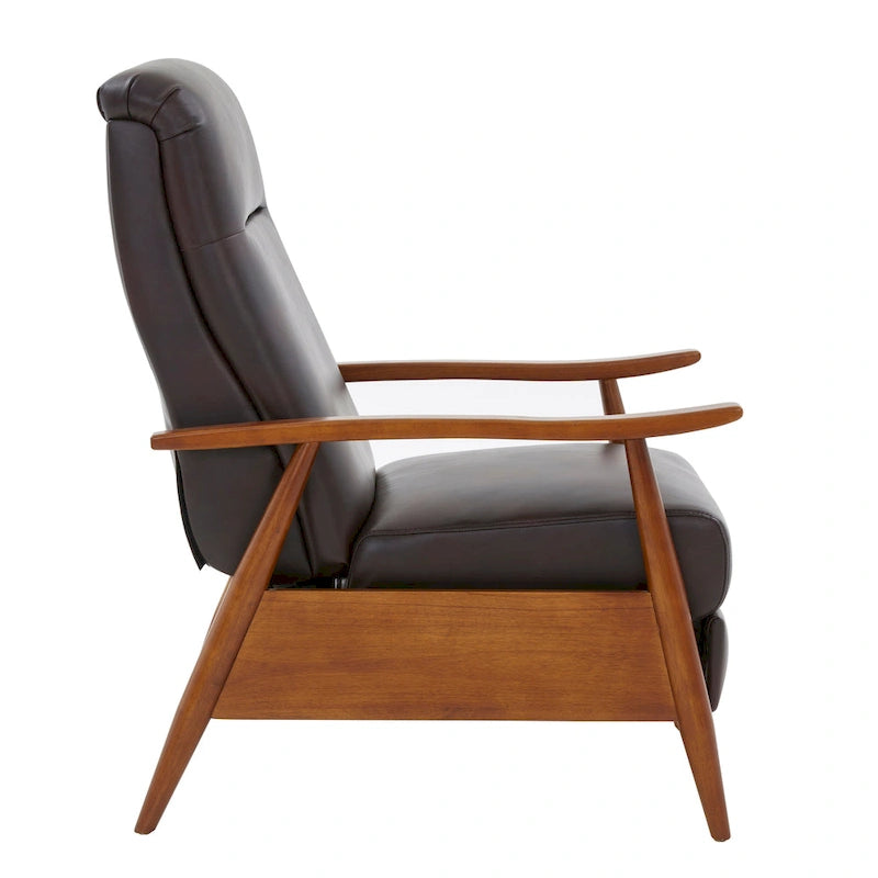 Fauteuil inclinable en bois rembourré avec dossier à pousser