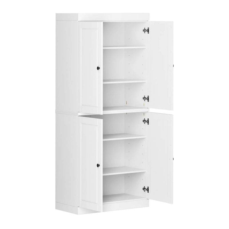 Garde-manger 100 % en bois massif avec portes givrées, vitrées transparentes ou pleines et étagères réglables