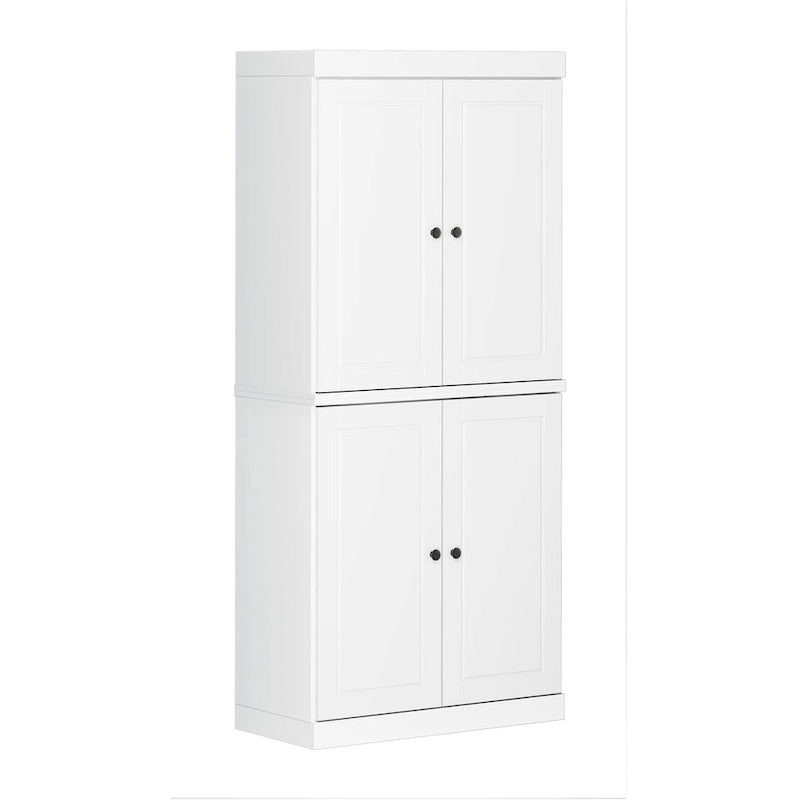 Garde-manger 100 % en bois massif avec portes givrées, vitrées transparentes ou pleines et étagères réglables