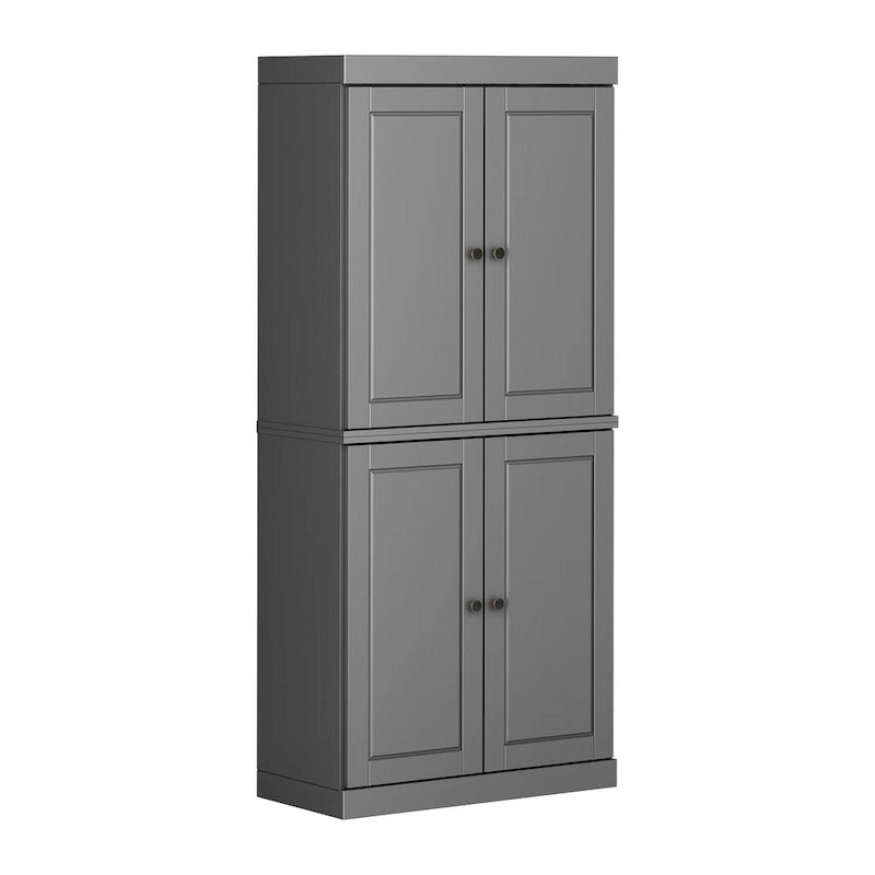 Garde-manger 100 % en bois massif avec portes givrées, vitrées transparentes ou pleines et étagères réglables