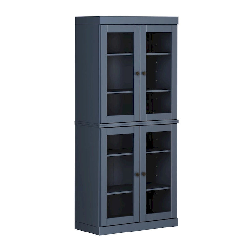 Garde-manger 100 % en bois massif avec portes givrées, vitrées transparentes ou pleines et étagères réglables