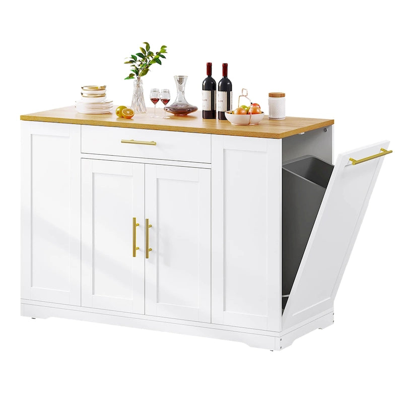 Meuble de Rangement pour Îlot de Cuisine Roulant de 53 Pouces Chariot de Cuisine Mobile Portable