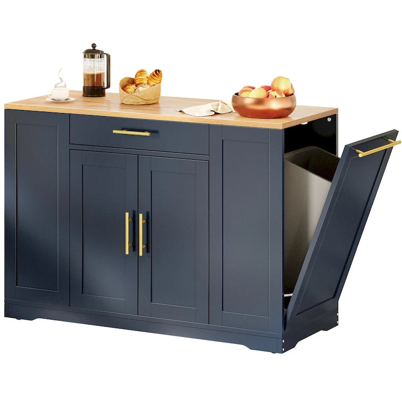 Meuble de Rangement pour Îlot de Cuisine Roulant de 53 Pouces Chariot de Cuisine Mobile Portable