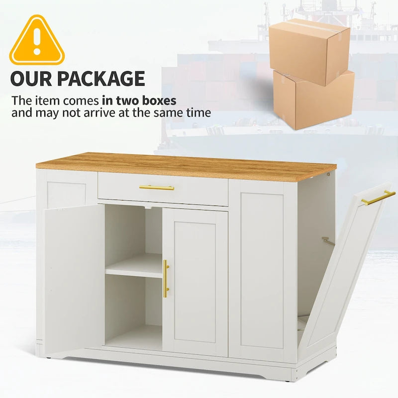 Meuble de Rangement pour Îlot de Cuisine Roulant de 53 Pouces Chariot de Cuisine Mobile Portable