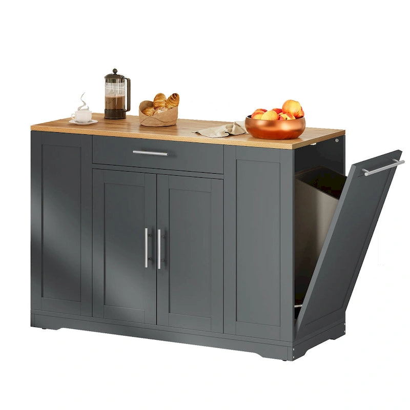 Meuble de Rangement pour Îlot de Cuisine Roulant de 53 Pouces Chariot de Cuisine Mobile Portable